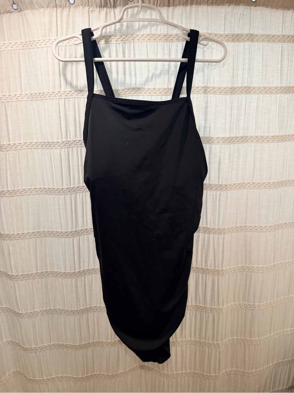 Lands' End Black Square-Neck One-Piece Swimsuit